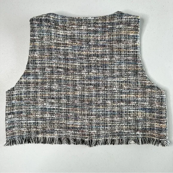 Storia Preppy Crop Tweed Button Up Vest Size M - Picture 2 of 5